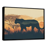 Cougar Silhouette In The Savanne - Cheetah Canvas Wall Art