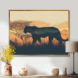 Cougar Silhouette In The Savanne - Cheetah Canvas Wall Art