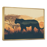 Cougar Silhouette In The Savanne - Cheetah Canvas Wall Art