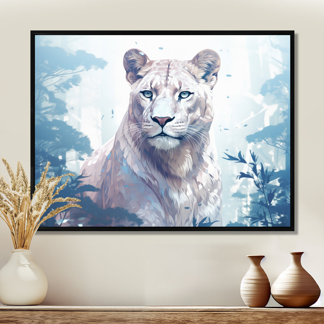 Majestic Cougar In The Jungle Faded Morning Light - Cheetah Canvas Wall Art