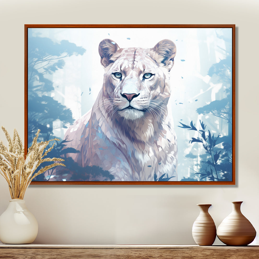 Majestic Cougar In The Jungle Faded Morning Light - Cheetah Canvas Wall Art