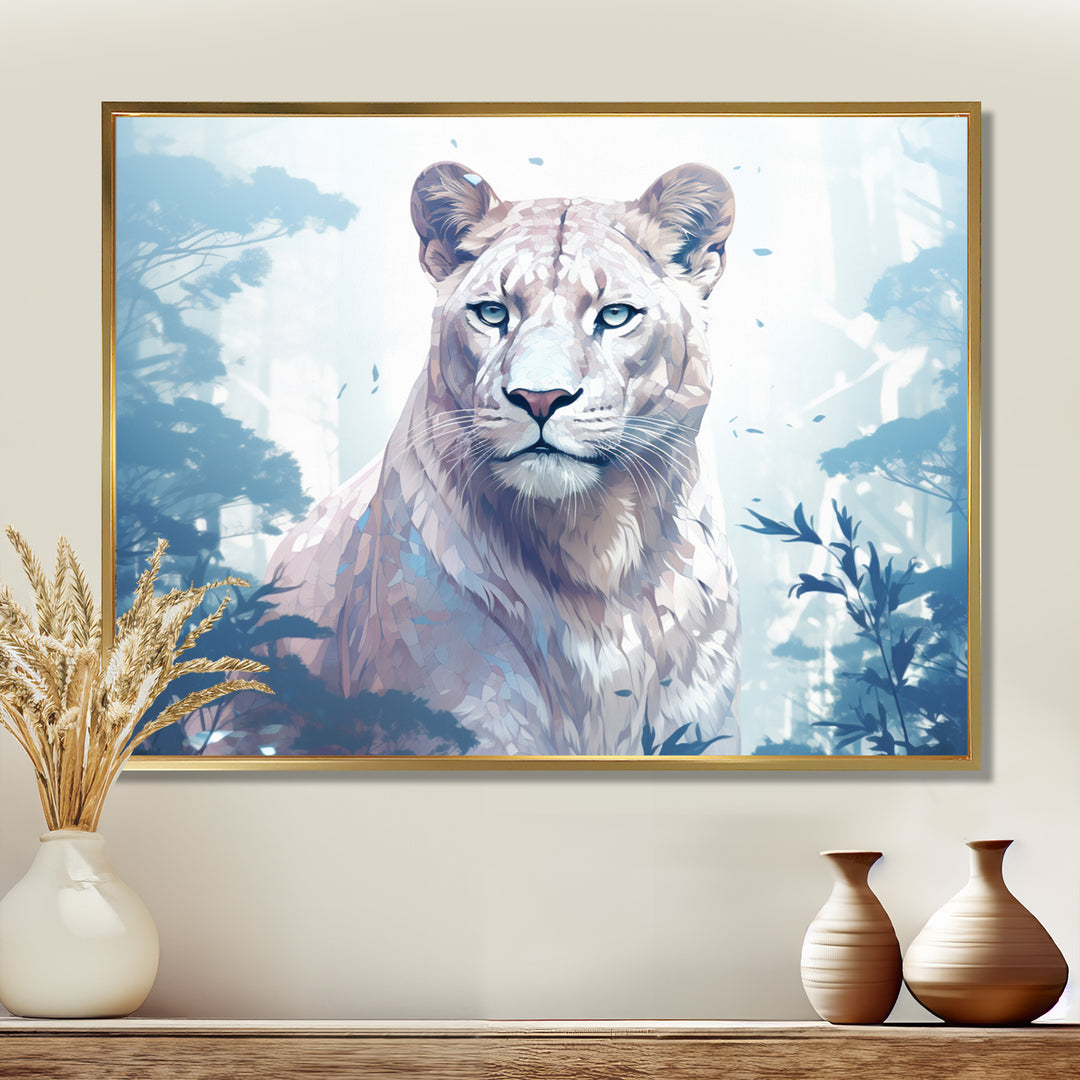 Majestic Cougar In The Jungle Faded Morning Light - Cheetah Canvas Wall Art