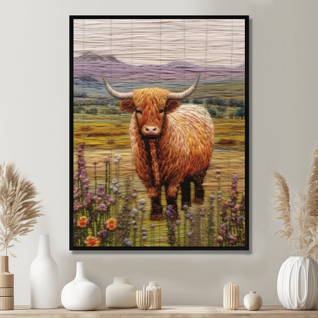 Highland Cow Embroidery - Cow Wall Decor
