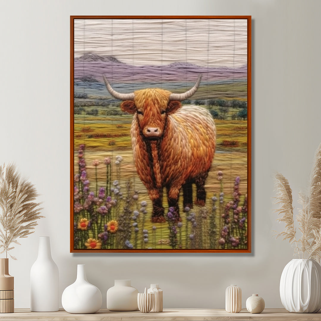 Highland Cow Embroidery - Cow Wall Decor
