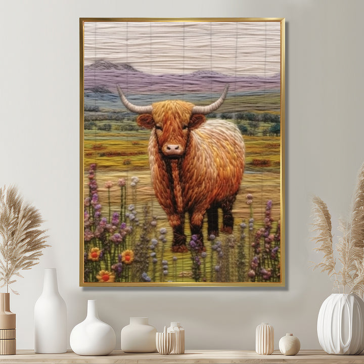 Highland Cow Embroidery - Cow Wall Decor