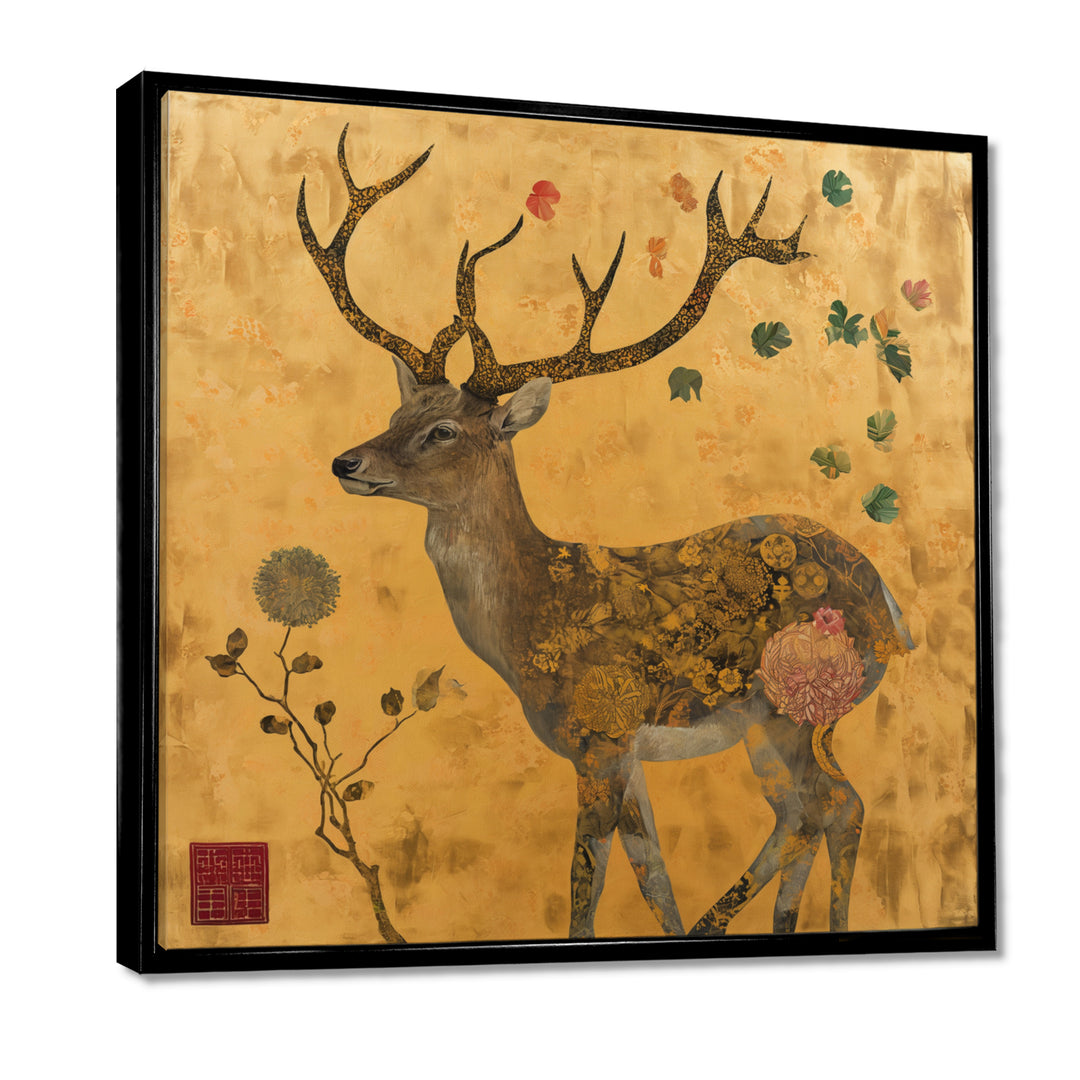 Majestic Dear Vintage Asian Gold - Deer Wall Art Prints