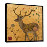 Majestic Dear Vintage Asian Gold - Deer Wall Art Prints
