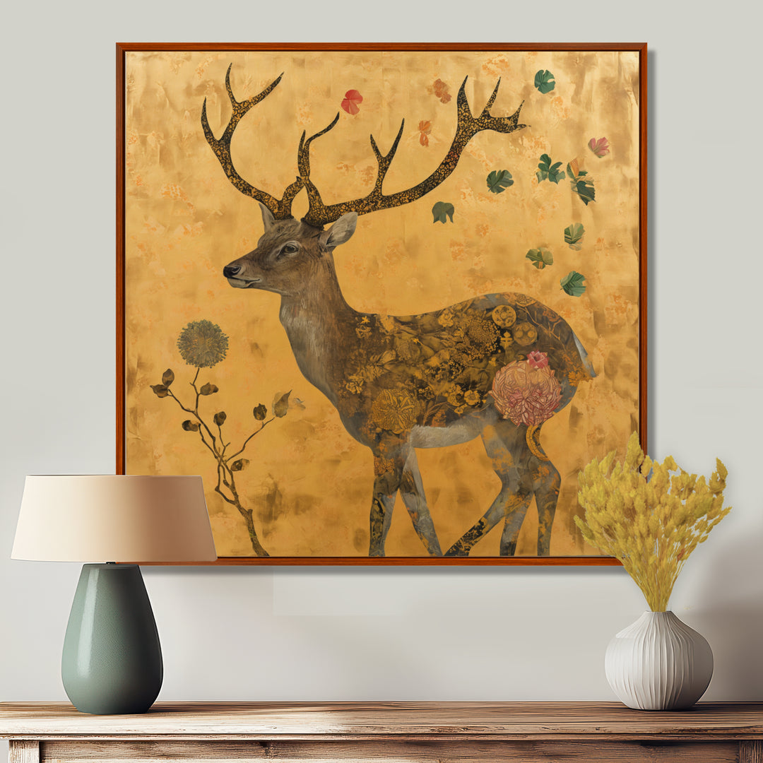 Majestic Dear Vintage Asian Gold - Deer Wall Art Prints