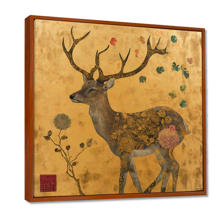 Majestic Dear Vintage Asian Gold - Deer Wall Art Prints