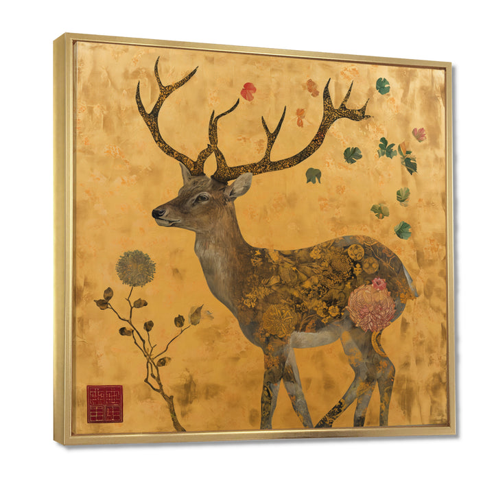 Majestic Dear Vintage Asian Gold - Deer Wall Art Prints