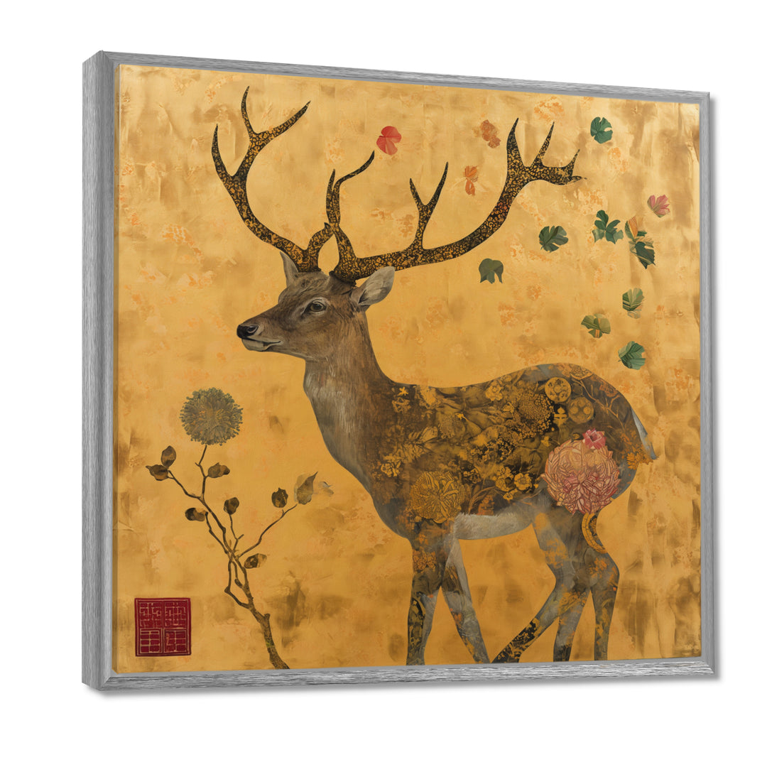 Majestic Dear Vintage Asian Gold - Deer Wall Art Prints