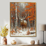 Deer With Antlers In Autumn Forest - Brown Deer Wall Art
