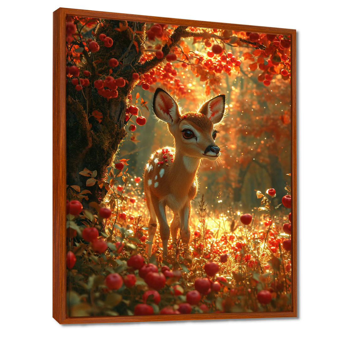 Adorable Baby Deer In Blossoming Forest - Brown Deer Wall Art