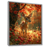 Adorable Baby Deer In Blossoming Forest - Brown Deer Wall Art