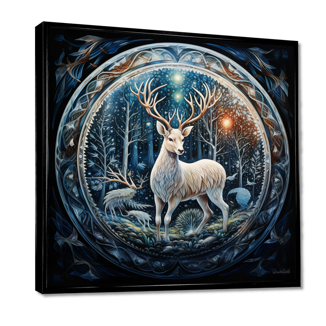 Celestial Deer With Antlers In Enchanted Forest - Deer Home Decor Art
