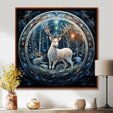 Celestial Deer With Antlers In Enchanted Forest - Deer Home Decor Art