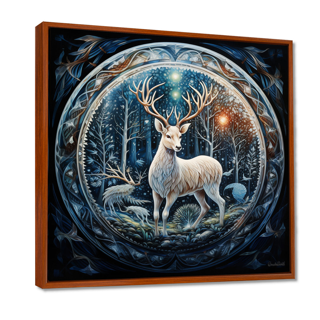 Celestial Deer With Antlers In Enchanted Forest - Deer Home Decor Art