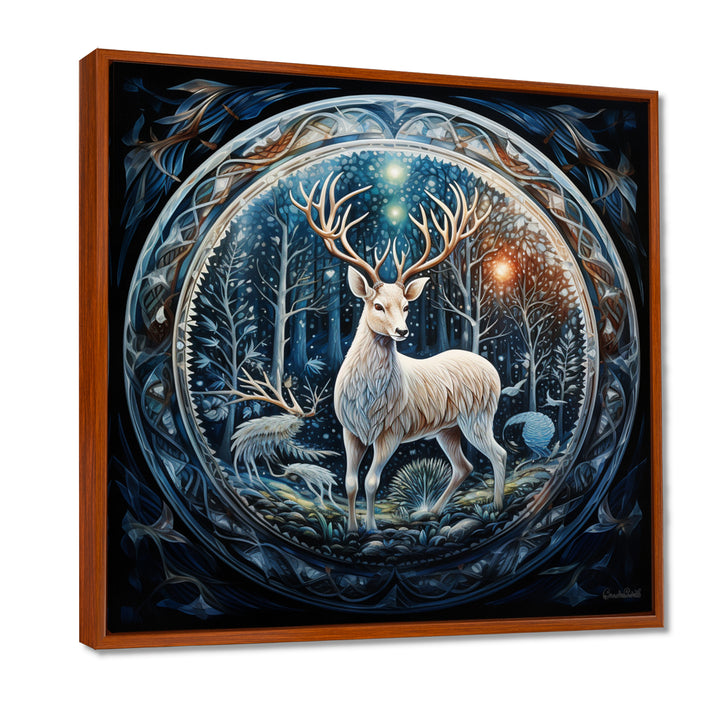 Celestial Deer With Antlers In Enchanted Forest - Deer Home Decor Art