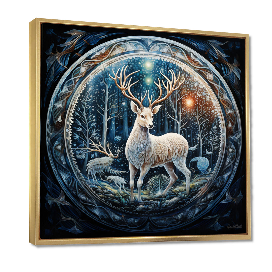 Celestial Deer With Antlers In Enchanted Forest - Deer Home Decor Art
