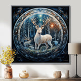 Celestial Deer With Antlers In Enchanted Forest - Deer Home Decor Art