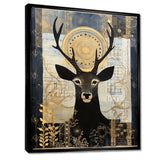 Deer Collage Botanical Gold - Deer Landscape Living Room Wall Art