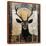 Deer Collage Botanical Gold - Deer Landscape Living Room Wall Art