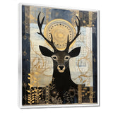 Deer Collage Botanical Gold - Deer Landscape Living Room Wall Art