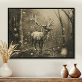 Wild Deer In Winter Forest - Deer Landscape Canvas Wall Art