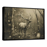 Wild Deer In Winter Forest - Deer Landscape Canvas Wall Art