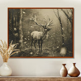 Wild Deer In Winter Forest - Deer Landscape Canvas Wall Art