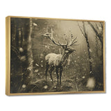 Wild Deer In Winter Forest - Deer Landscape Canvas Wall Art