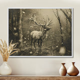 Wild Deer In Winter Forest - Deer Landscape Canvas Wall Art