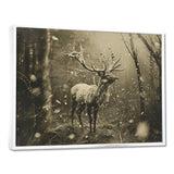 Wild Deer In Winter Forest - Deer Landscape Canvas Wall Art