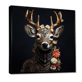 Glamorous Boho Deer With Flowers - Deer Wall Decor