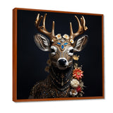 Glamorous Boho Deer With Flowers - Deer Wall Decor