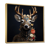 Glamorous Boho Deer With Flowers - Deer Wall Decor