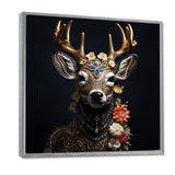 Glamorous Boho Deer With Flowers - Deer Wall Decor