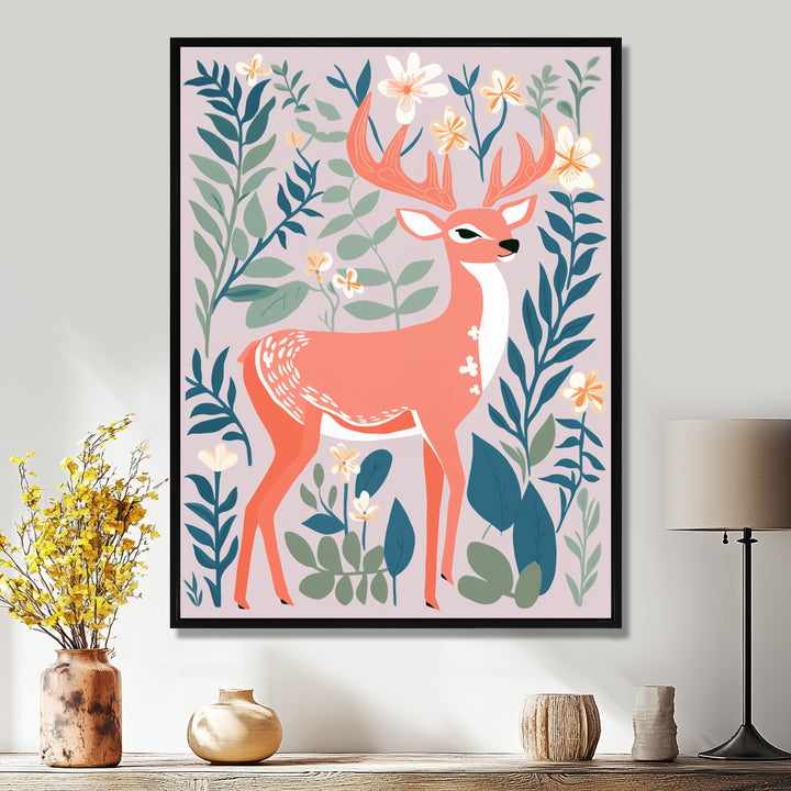 Graphic Deer In Forest - Deer Wall Art Prints