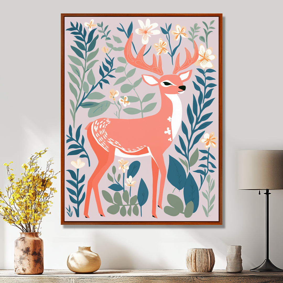 Graphic Deer In Forest - Deer Wall Art Prints