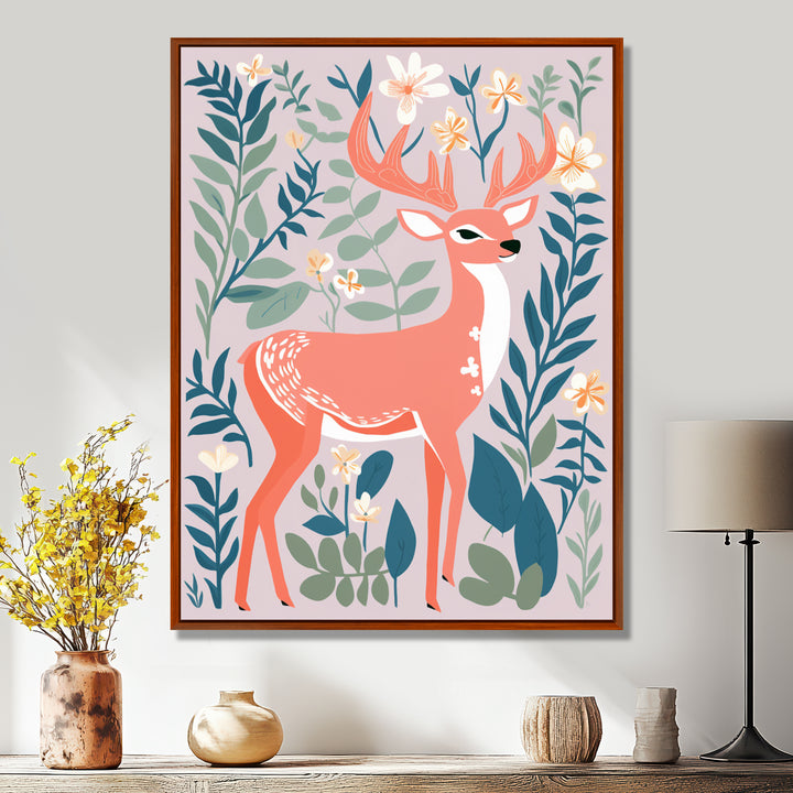 Graphic Deer In Forest - Deer Wall Art Prints