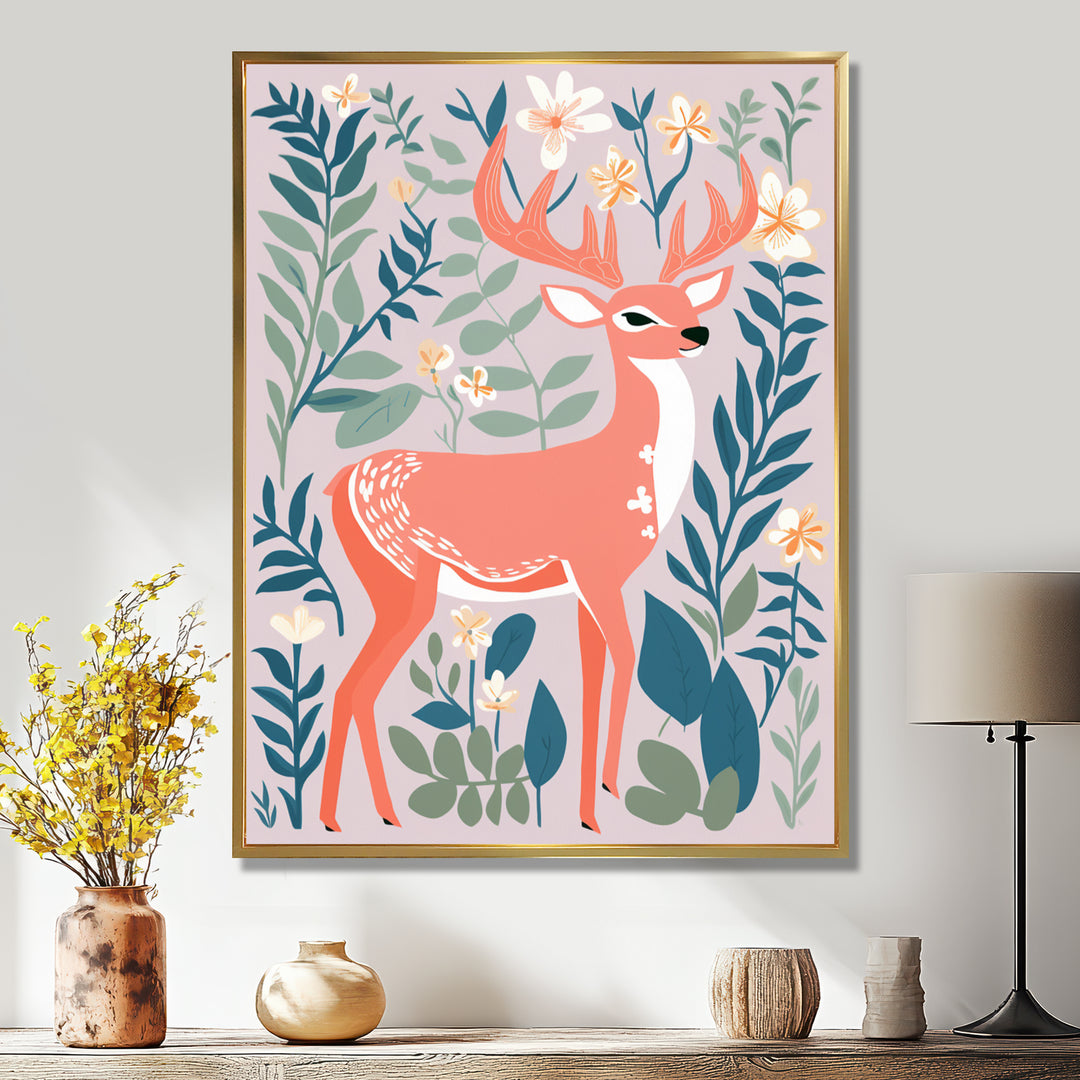 Graphic Deer In Forest - Deer Wall Art Prints