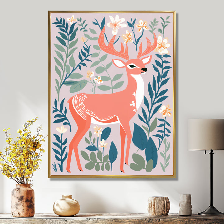 Graphic Deer In Forest - Deer Wall Art Prints