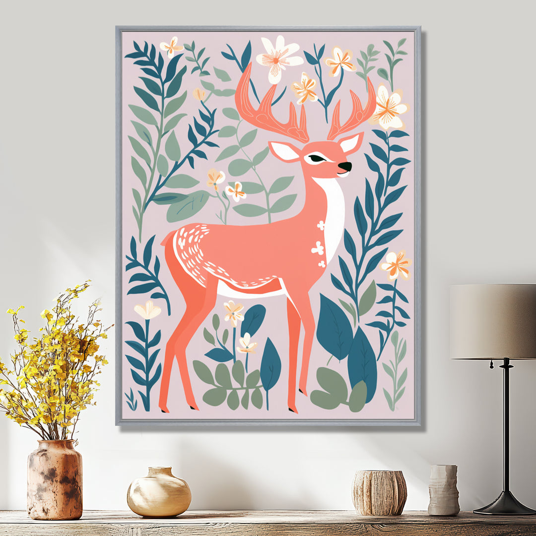 Graphic Deer In Forest - Deer Wall Art Prints
