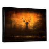 Deer Silhouette Emerging From Misty Forest - Deer Landscape Wall Art Prints