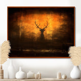 Deer Silhouette Emerging From Misty Forest - Deer Landscape Wall Art Prints