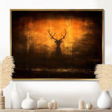Deer Silhouette Emerging From Misty Forest - Deer Landscape Wall Art Prints