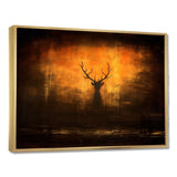 Deer Silhouette Emerging From Misty Forest - Deer Landscape Wall Art Prints