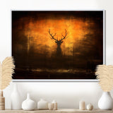 Deer Silhouette Emerging From Misty Forest - Deer Landscape Wall Art Prints