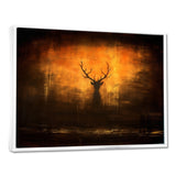 Deer Silhouette Emerging From Misty Forest - Deer Landscape Wall Art Prints