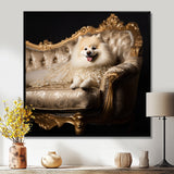 Adorable Pomeranian On Glam Couch - Dog Home Decor Art